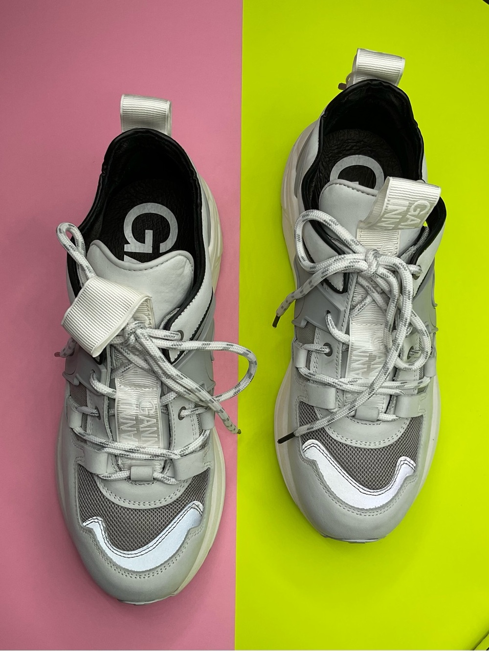 GANNI Brooklyn Tech Low Chunky Sneakers White Grey Vibram